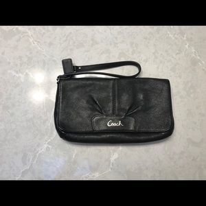 Black Leather Coach Wristlet